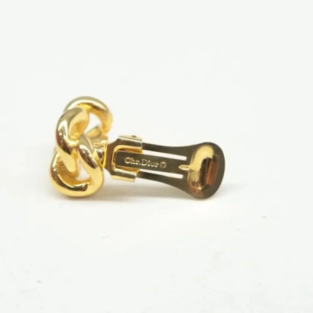 100% Authentic DIOR Gold Metal Clip-On Earrings 302-092924